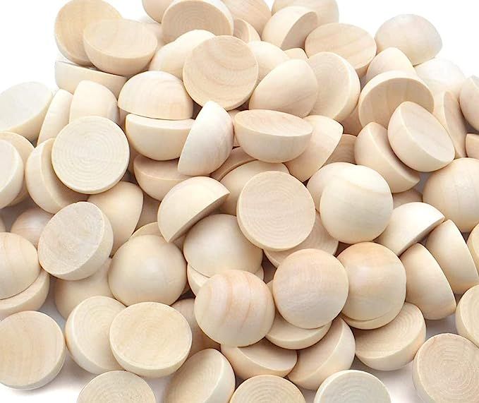 100 PCS 15 mm Split Wood Balls, Small Natural Unfinished Half Round Wooden Beads for Kids Craft | Amazon (US)