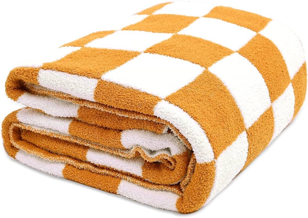 Sunyrisy Throw Blankets Checkered Reversible Plush Fleece Blanket, Super Soft Warm Cozy Throw Bla... | Amazon (US)
