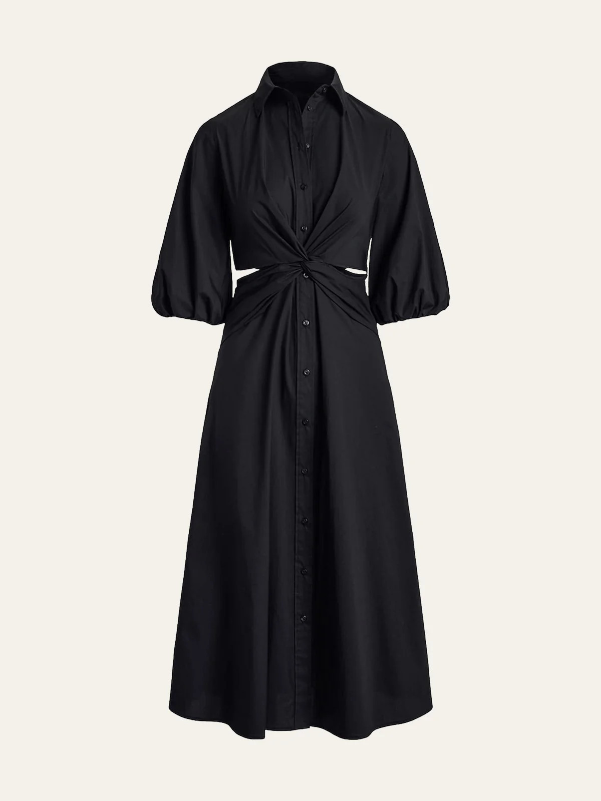 Twist Cut-Out Button Shirt Dress | Commense
