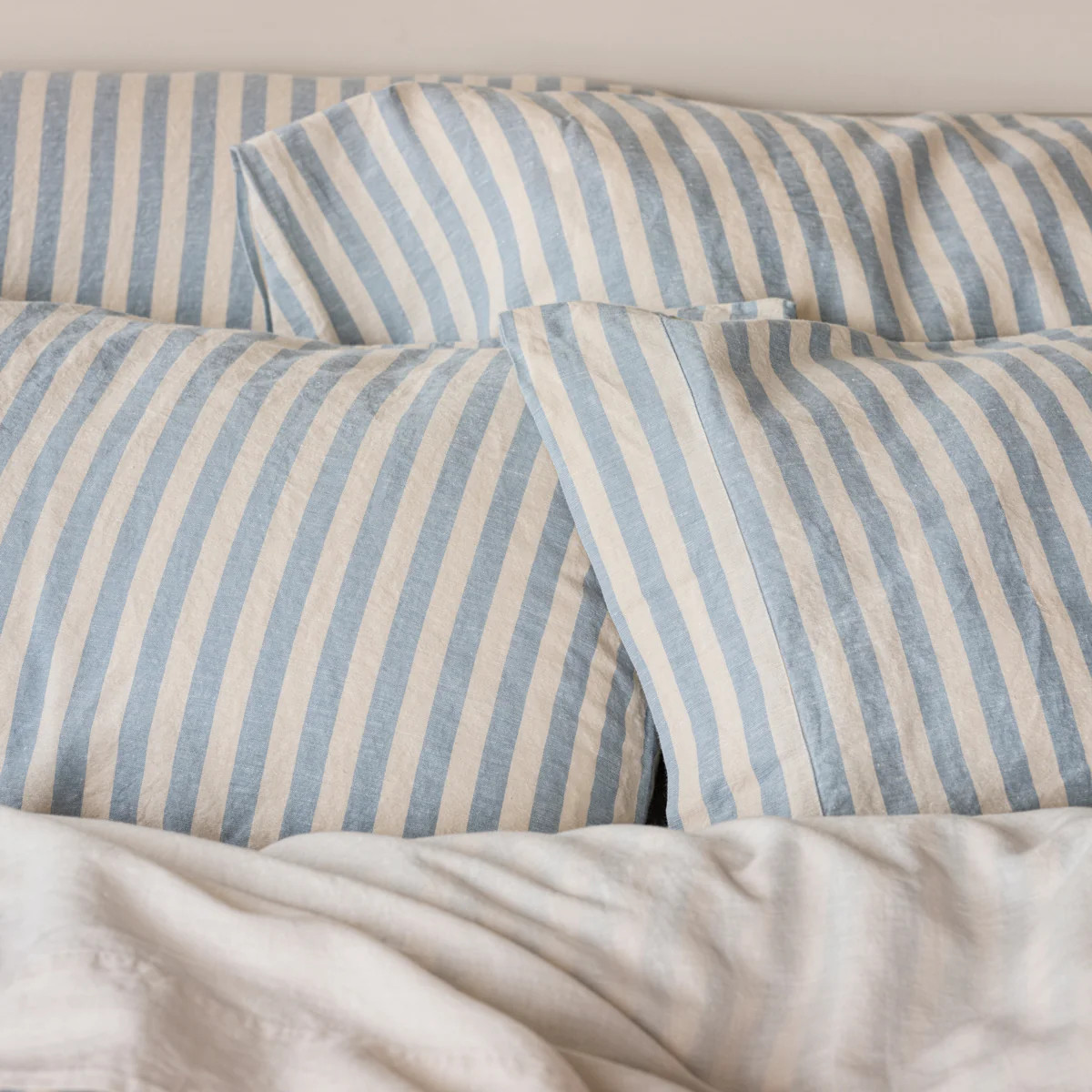 Coastal Blue Pembroke Stripe Linen Blend Pillowcase (Pair) | Piglet