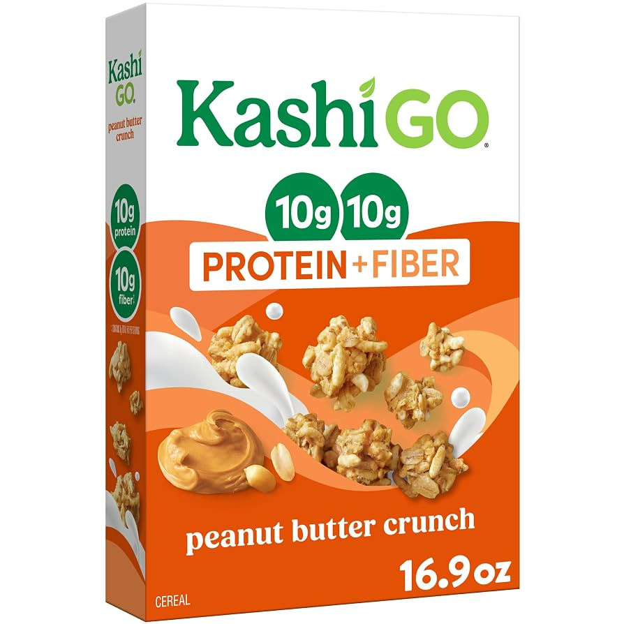 Kashi GO Protein Cereal, 10g Protein, 10g Fiber, Peanut Butter Crunch, 16.9oz Box (1 Box) | Amazon (US)