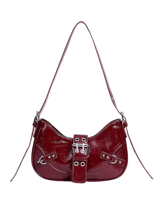 Floerns Women's Y2k Shoulder Bag Rivet Adjustable Straps Hobo Bag Punk Crossbody Purse | Amazon (US)