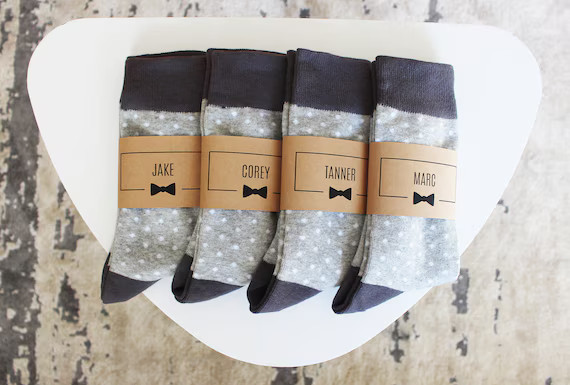 Personalized Groomsmen Socks | Grey Polka Dot Wedding Socks - Men's Size 7-12 | Custom Sock Label... | Etsy (US)