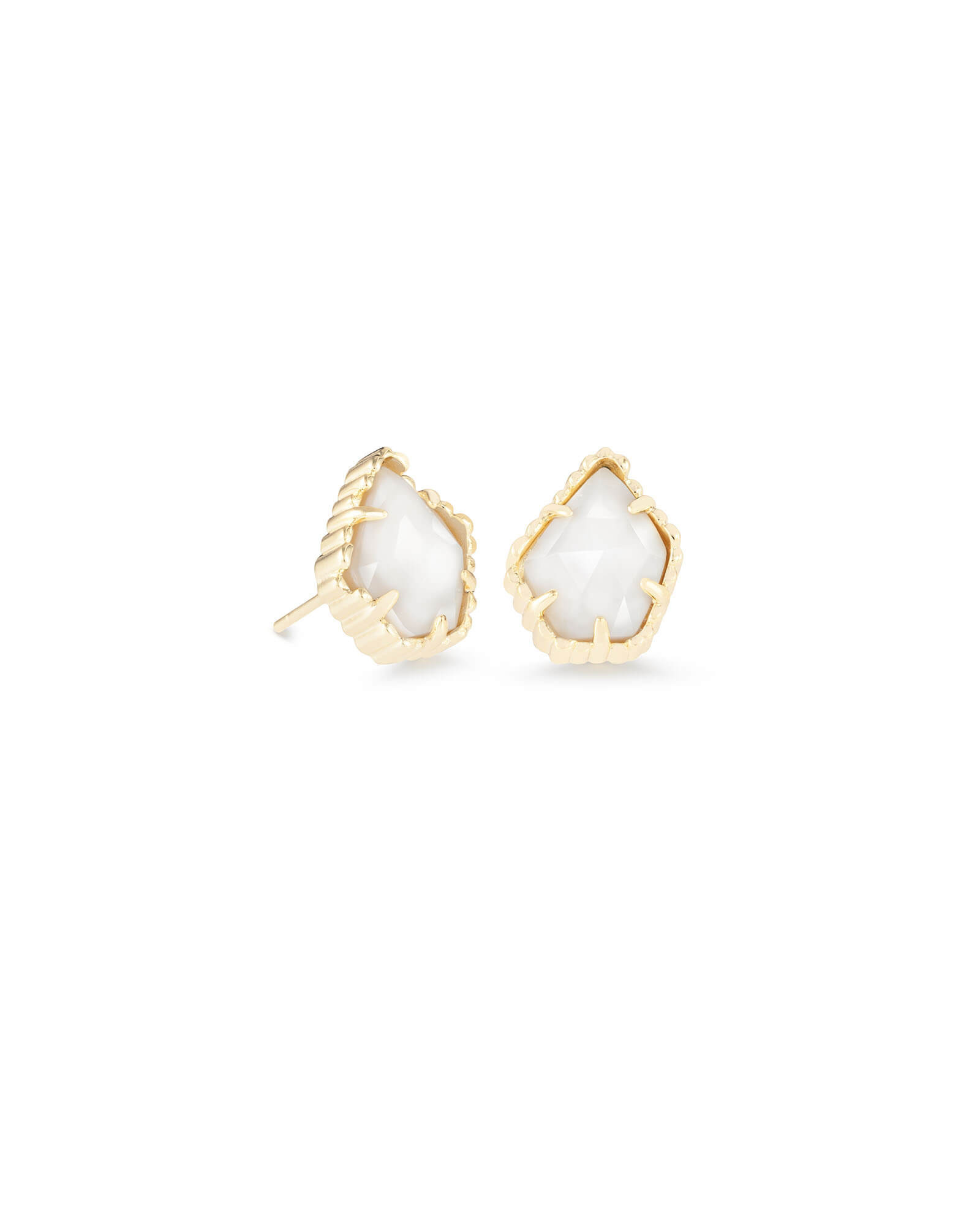 Tessa Gold Stud Earrings in White Pearl | Kendra Scott