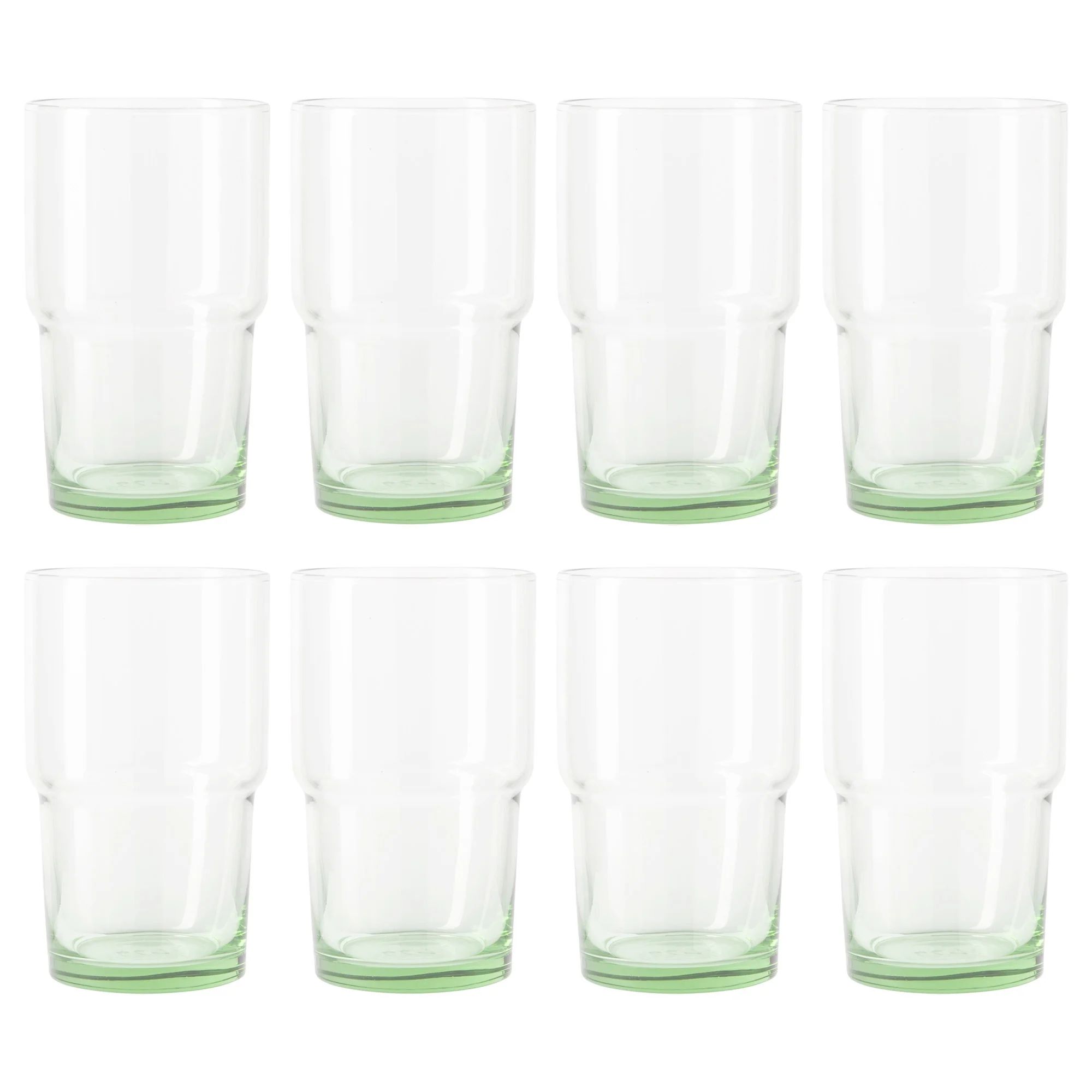 Better Homes & Gardens Clear Green Glass, Glassware, 8 Pack, 15 oz | Walmart (US)