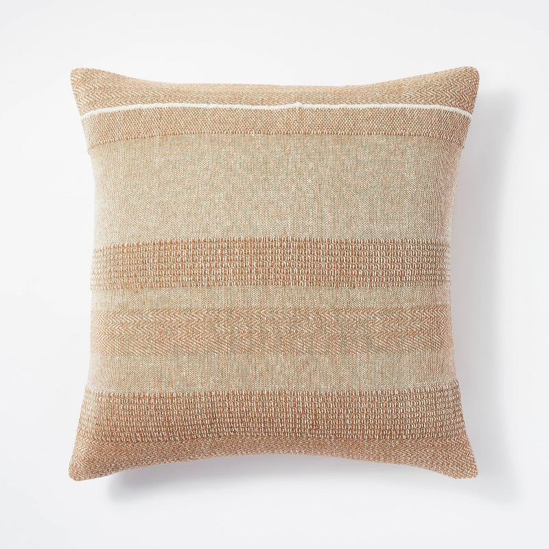 Oversized Cotton Woven Striped Square Throw Pillow Cognac/Cream - Threshold&#8482; designed with ... | Target