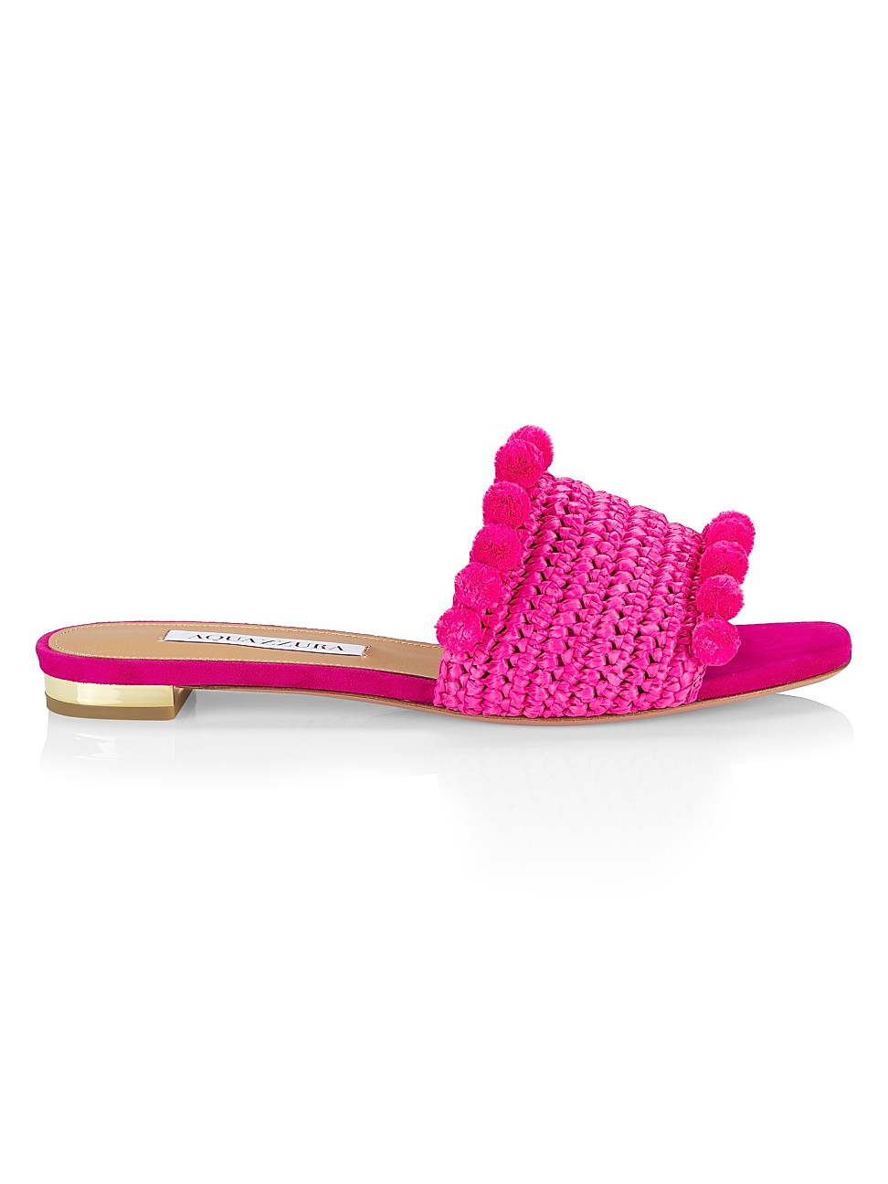 Woven Raffia Pom-Pom Slides | Saks Fifth Avenue
