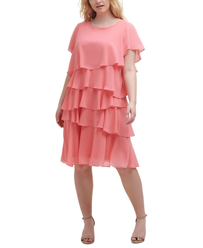 Plus Size Chiffon Tiered Dress | Macys (US)