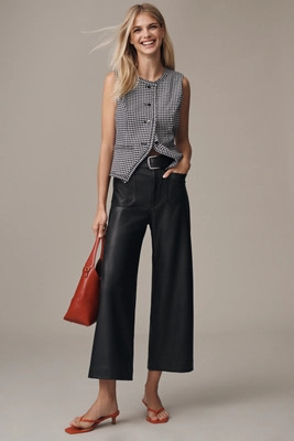 The Colette Faux Leather Crop Wide-Leg Pants by Maeve | Anthropologie (US)
