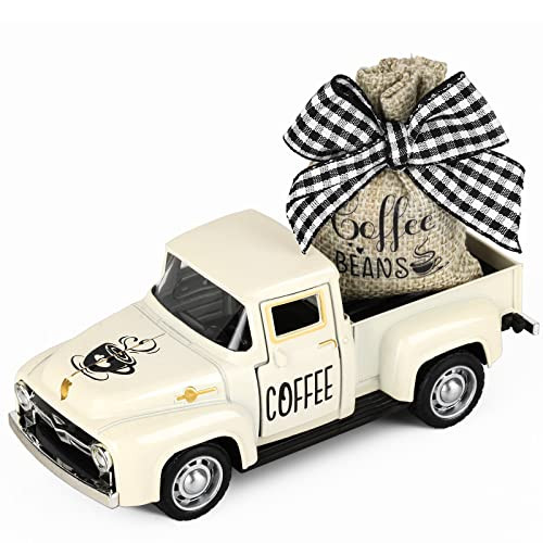 Coffee Decor for Coffee Bar Metal Truck with Coffee Beans Burlap Sack Vintage Pickup Mini Diecast Truck for Farmhouse Coffee Station Home Coffee Bar Tabletop Decorations | Amazon (US)