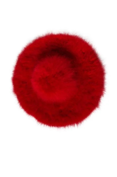MAKE IT FAB OSTRICH FEATHER BRIM HAT IN RED | AKIRA