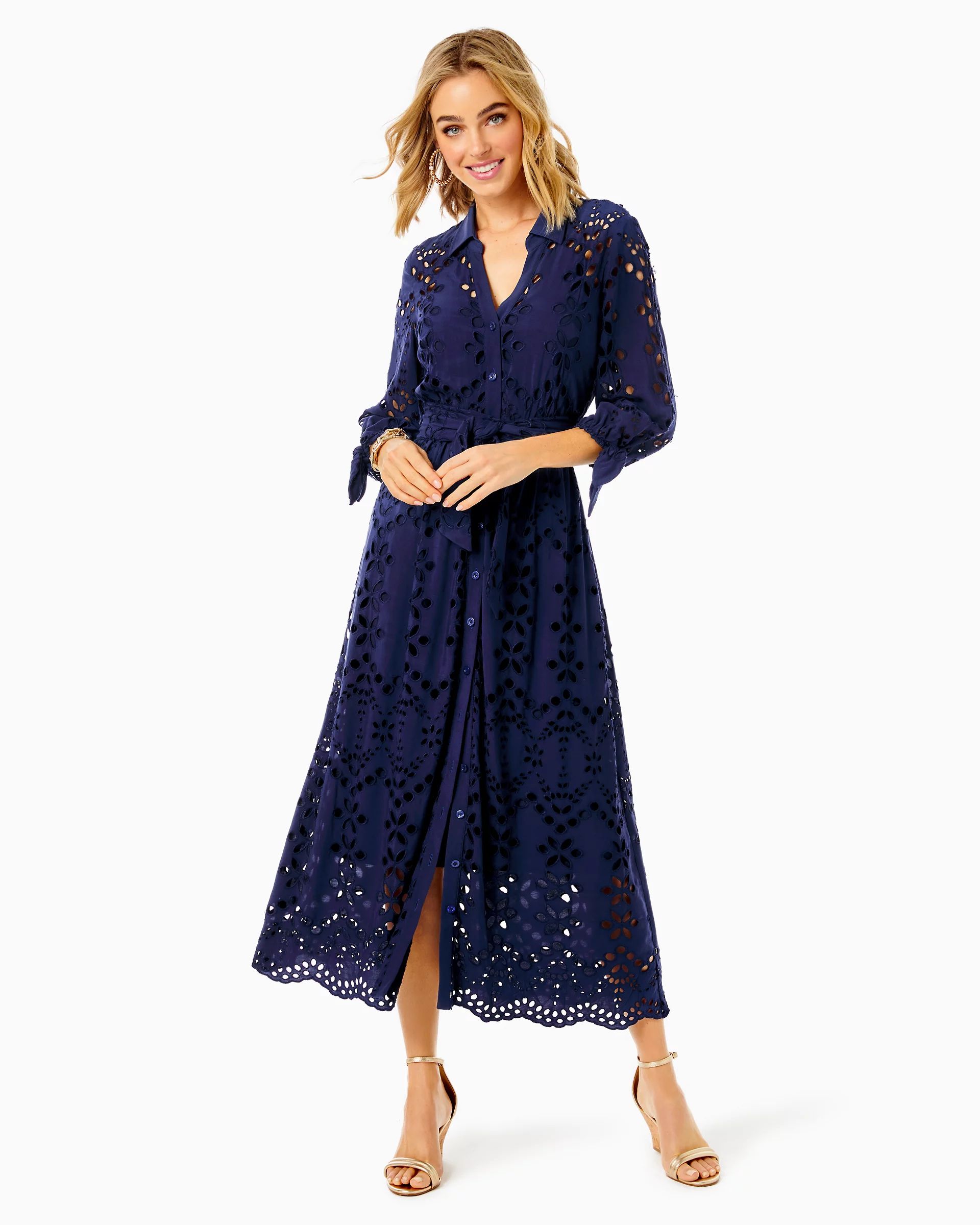 Amrita Eyelet Midi Dress | Lilly Pulitzer