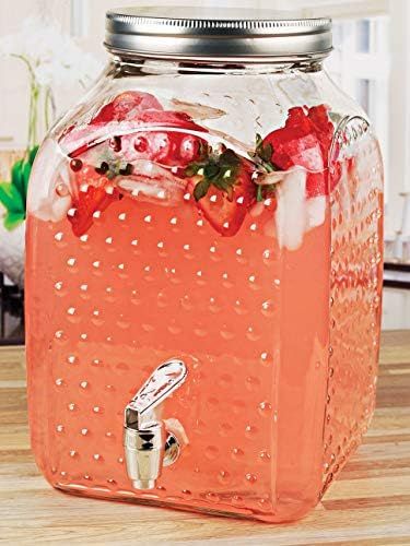 Circleware Hobnail Elegant Sun Tea Mason Jar Glass Beverage Dispenser, Fun Party Entertainment Ho... | Amazon (US)