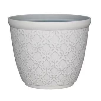 allen + roth 15.04-in W x 13.07-in H White Resin Contemporary/Modern Indoor/Outdoor Planter | Lowe's