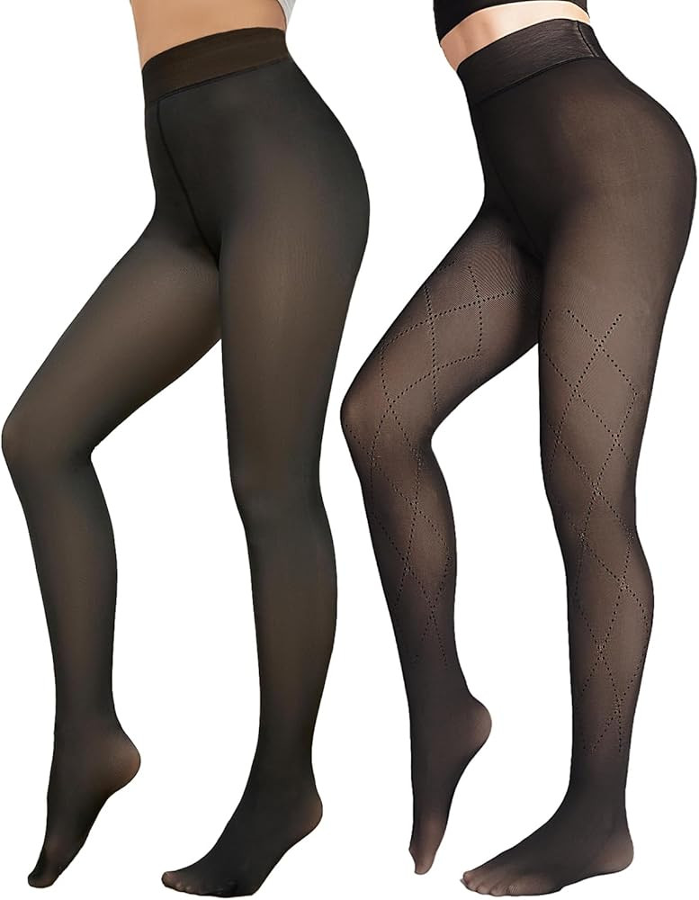 Fleece Lined Tights Sheer Women - Fake Translucent Warm Pantyhose Leggings Sheer Thick Tights for... | Amazon (US)