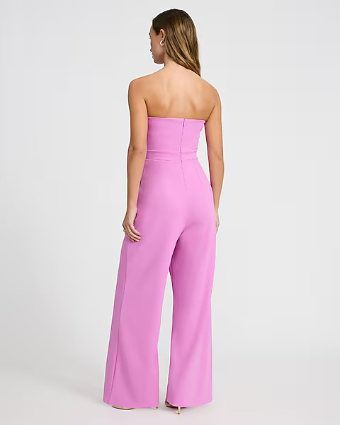 Strapless Cutout Wide Leg Jumpsuit with Pockets | Express