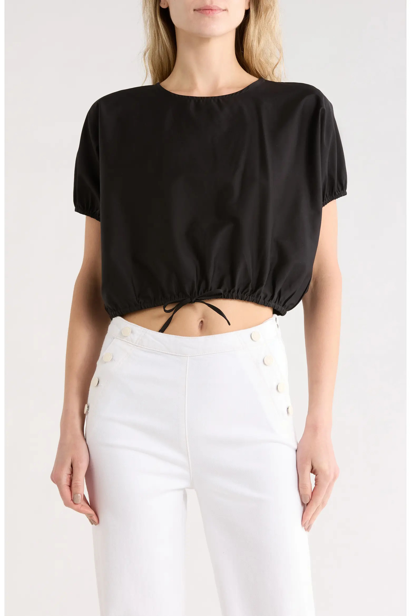 Short Sleeve Tie Waist Crop Top (Women) | Nordstromrack | Nordstrom Rack