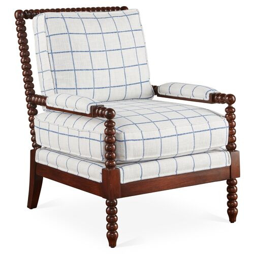 Bankwood Accent Chair, Light Blue Plaid | One Kings Lane