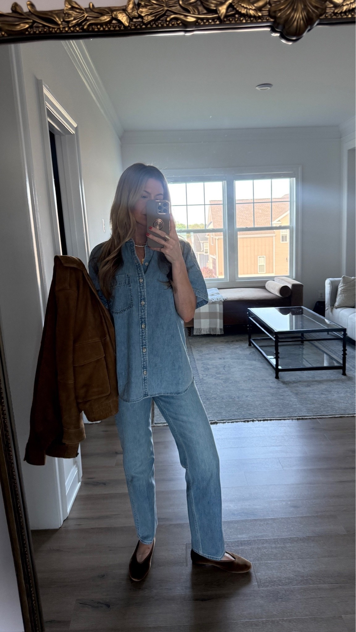 Denim button up + denim. 
Top: runs oversized, wearing size small 
Denim: runs TTS, wearing size 25

#LTKgrwm #LTKootd #LTKSeasonal