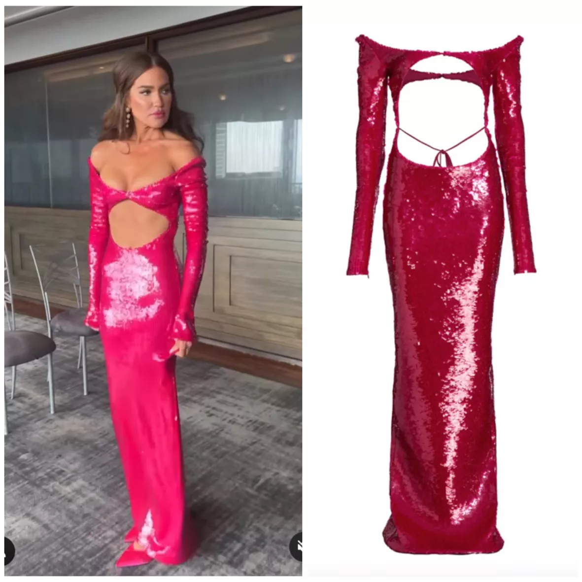 Brynn Whitfield's Pink Sequin Cutout Gown