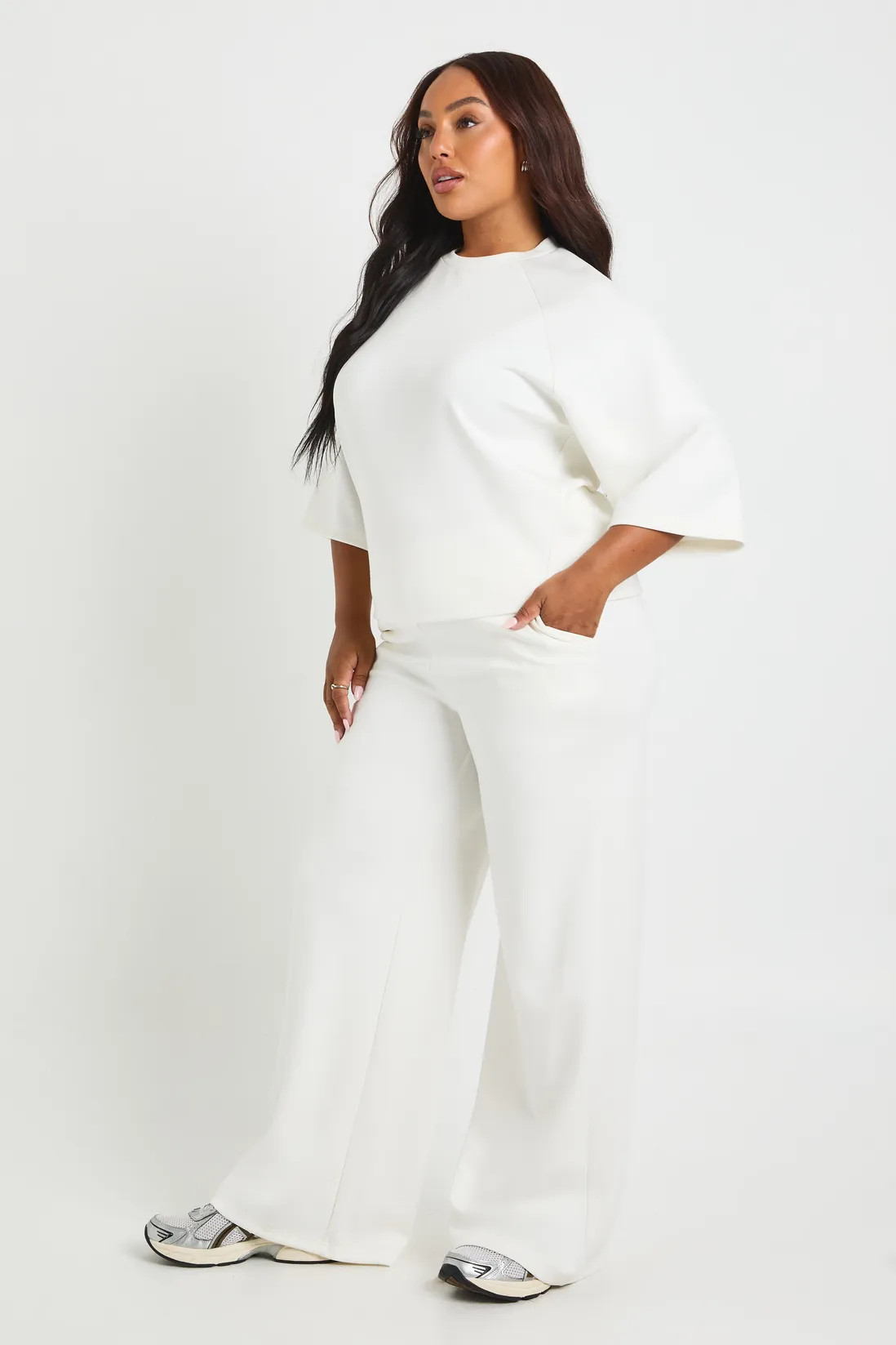 Plus Oversized T-shirt And Tailored Wide Leg Trouser Co-Ord | Boohoo.com (UK & IE)