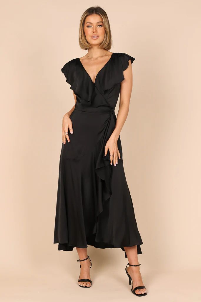 Cally Frill Shoulder Maxi Dress - Black | Petal & Pup (US)