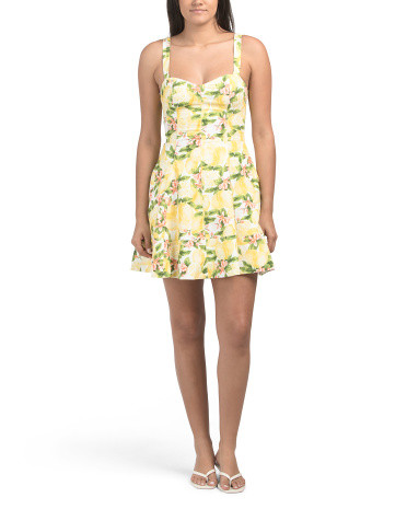 Lemon Printed Mini Dress With Corset Top | TJ Maxx