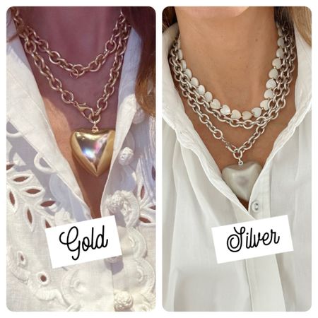 Obsessed with my chain heart necklaces! Have both gold and silver- easiest way to add flair to a look. 

#LTKStyleTip #LTKSeasonal #LTKFindsUnder100