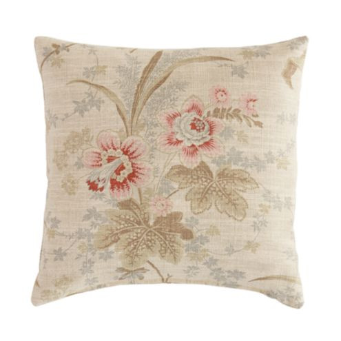 Laura Floral Cotton Linen Throw Pillow Cover with Hidden Zipper & Feather Down Insert | Ballard Designs, Inc.
