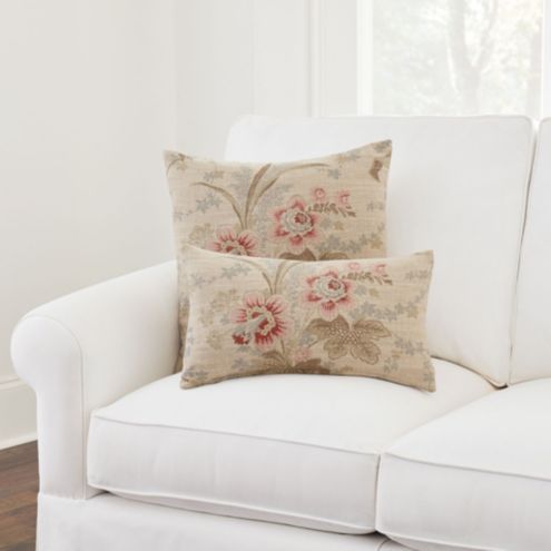 Laura Floral Cotton Linen Throw Pillow Cover with Hidden Zipper & Feather Down Insert | Ballard Designs, Inc.