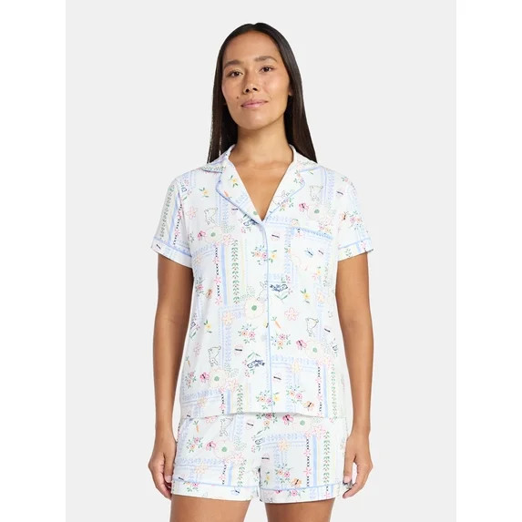 Easter Women's and Women's Plus Notch Collar Top and Shorts Pajama Set from Way to Celebrate, 2-P... | Walmart (US)