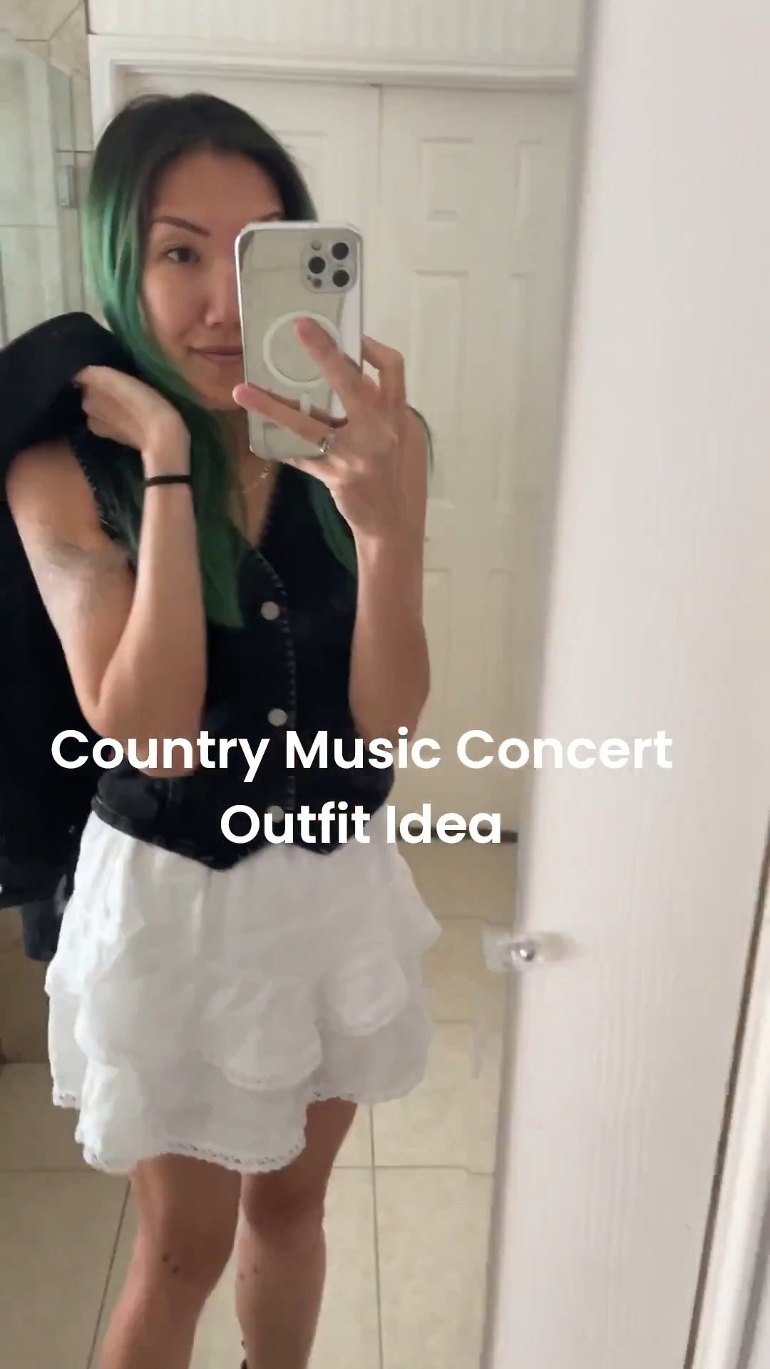 This denim jean jacket (under $50!) paired with black Chelsea Boots is my favorite. These are perfect for a country concert look but I like to add a touch of rock n roll! 

Related: western style denim black denim vest ruffle skort black and white outfit Chelsea boots ankle boots ankle boots for Rodeo / country music concert / festival season

#LTKFindsUnder50 #LTKStyleTip