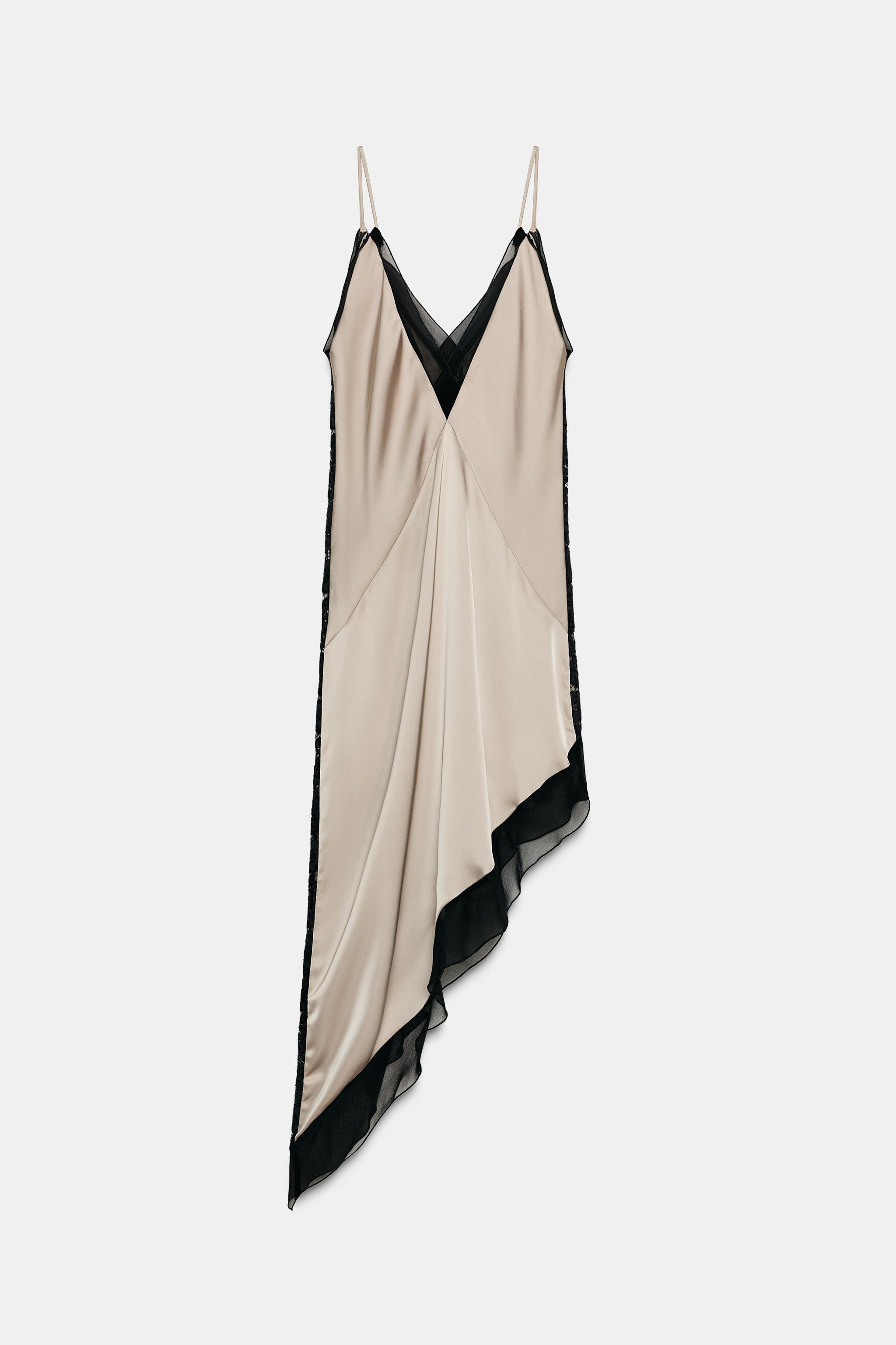 ASYMMETRIC SATIN EFFECT MIDI DRESS | Zara US