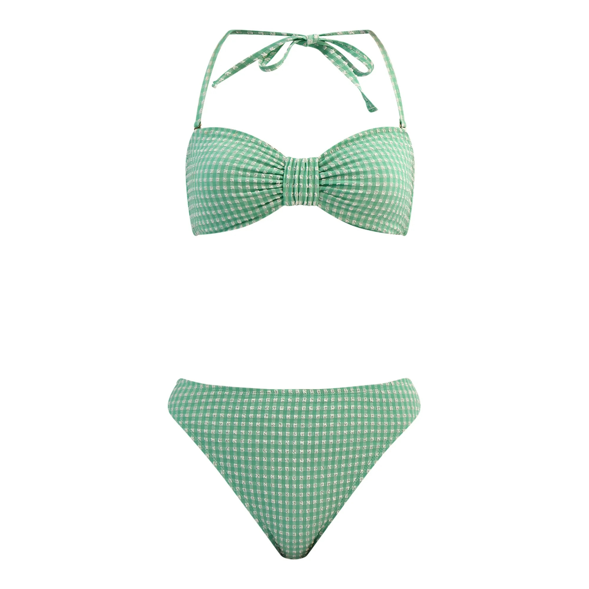 Time and True Women's and Women's Plus Gingham Bandeau Bikini Top, Sizes XS-3X | Walmart (US)