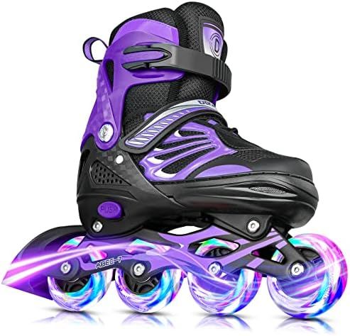 Black/Blue/Red Adjustable Inline Skates Boys Girls Kids Women Men Size,Light Up Adult Roller Blad... | Amazon (US)