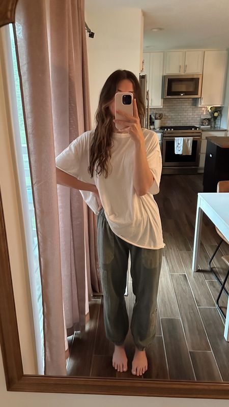 A favorite comfy basics, wearing a small in both 