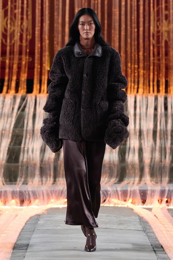 Lene Reversible Faux Fur and Leather Jacket in Merino Wool Teddy | Fabrique