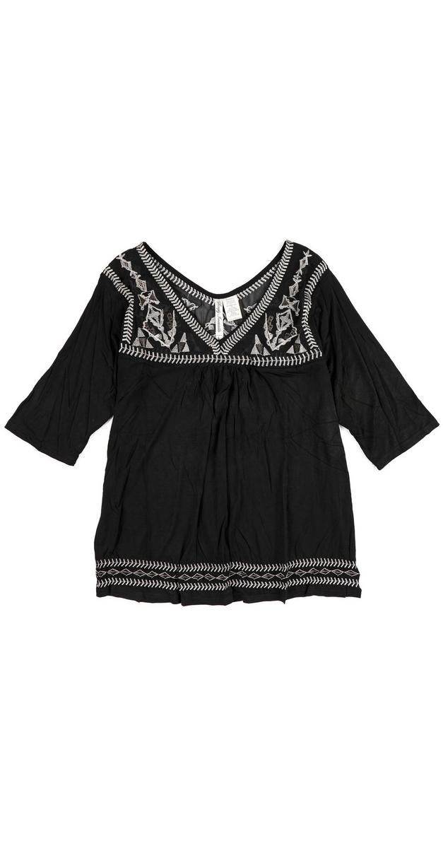 Women's Embroidered Blouse - Black-black-1355556762101  | Burkes Outlet | bealls