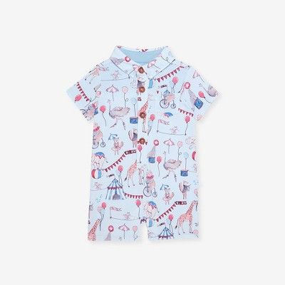 Toddler Cirque Royal Short Sleeve Collared Henley Romper - Posh Peanut | Target