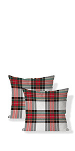 AOFANGGO Christmas Pillow Covers 18x18 inch Set of 2 Red Green White Plaids Check Throw Pillows Winter Holiday Decorations Farmhouse Rustic Cushion Covers for Bed Chair Sofa Couch | Amazon (US)