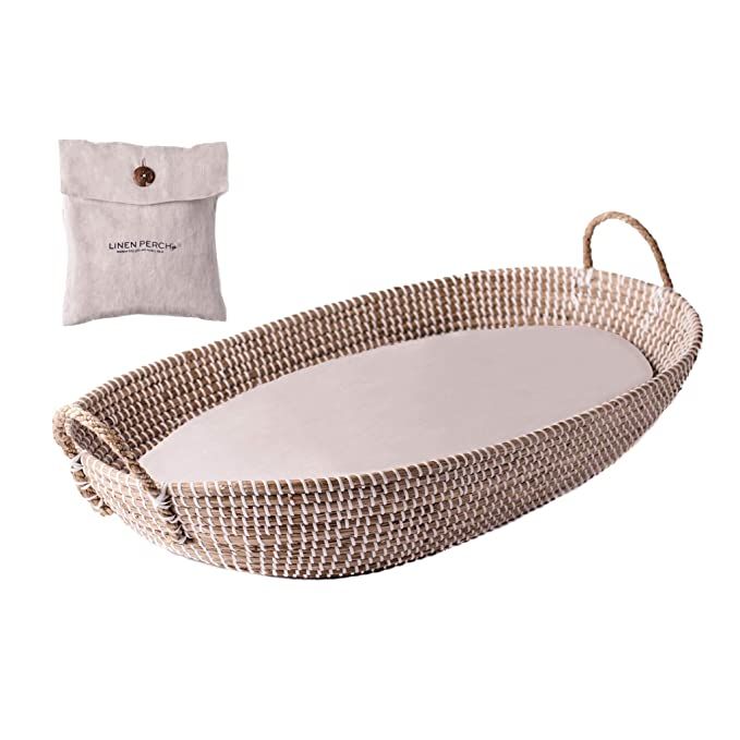 Baby Changing Basket with Pad - CPSC Safety Compliant - 100% Linen Cover Included - Woven Basket ... | Amazon (US)