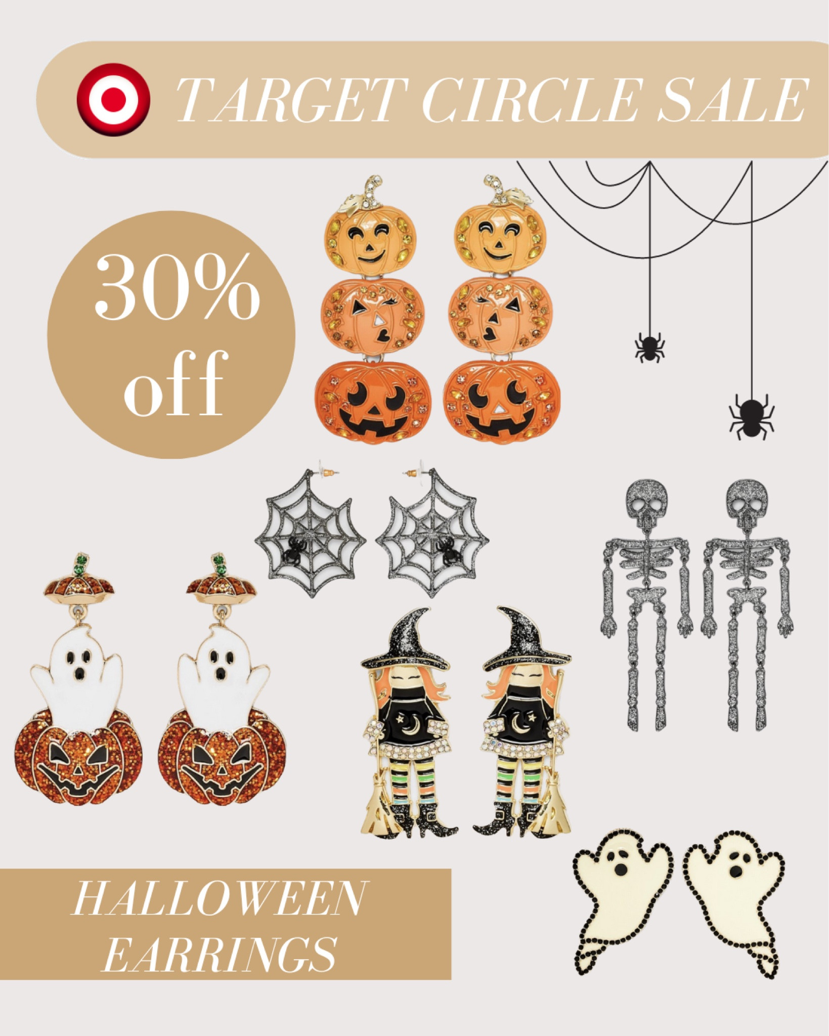 TARGET CIRCLE WEEK SALE 🎯 How cute are these Halloween earrings! I always like to add a few to my collection each year. These are all 30% off right now for Target’s Circle Week sale! I will be stocking up 🎃

#LTKsalealert #LTKSeasonal #LTKHalloween