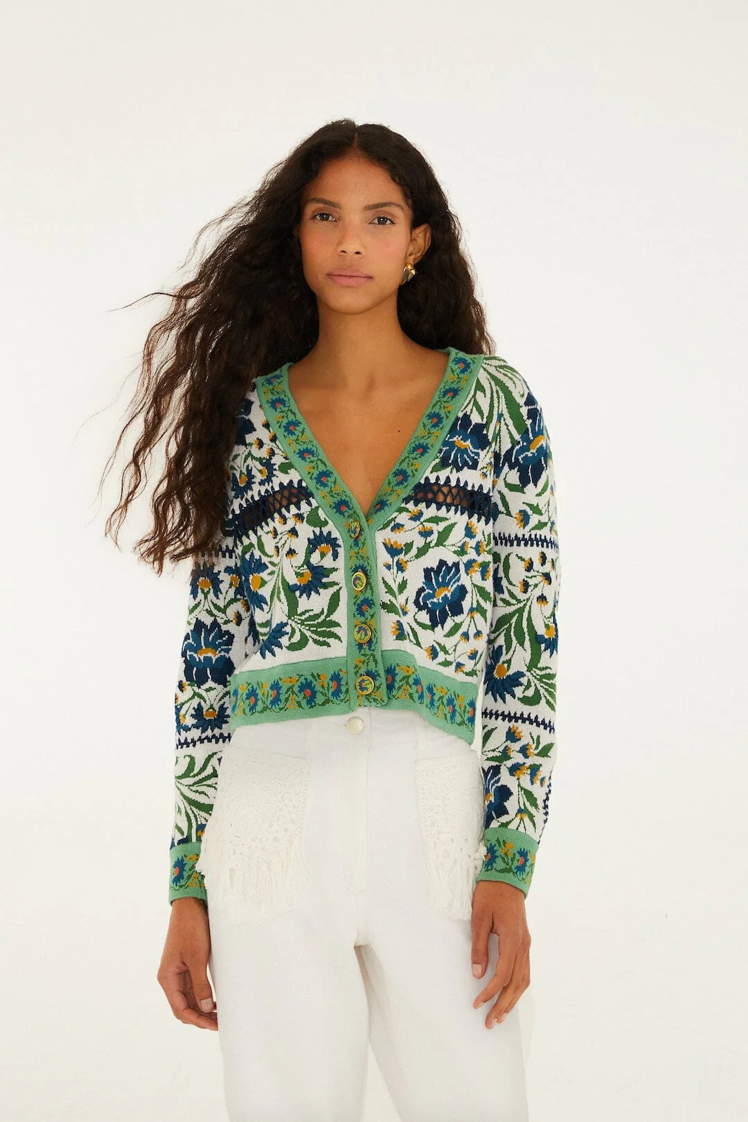 Off-White Manoela Buttoned Knit Cardigan, MANOELA OFF-WHITE / S | FarmRio (US)