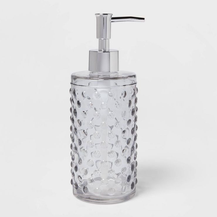 Hobnail Glass with Plastic Pump Soap/Lotion Dispenser Gray Tint - Threshold™ | Target