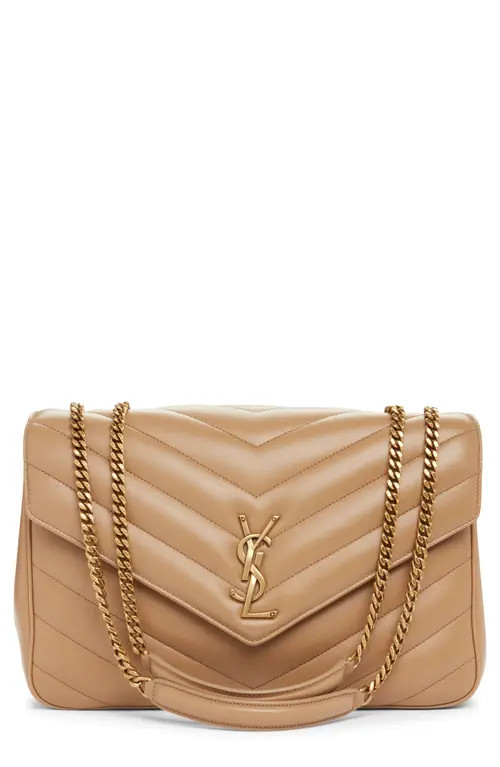 Saint Laurent Large Loulou Quilted Leather Shoulder Bag in Natural Tan at Nordstrom | Nordstrom