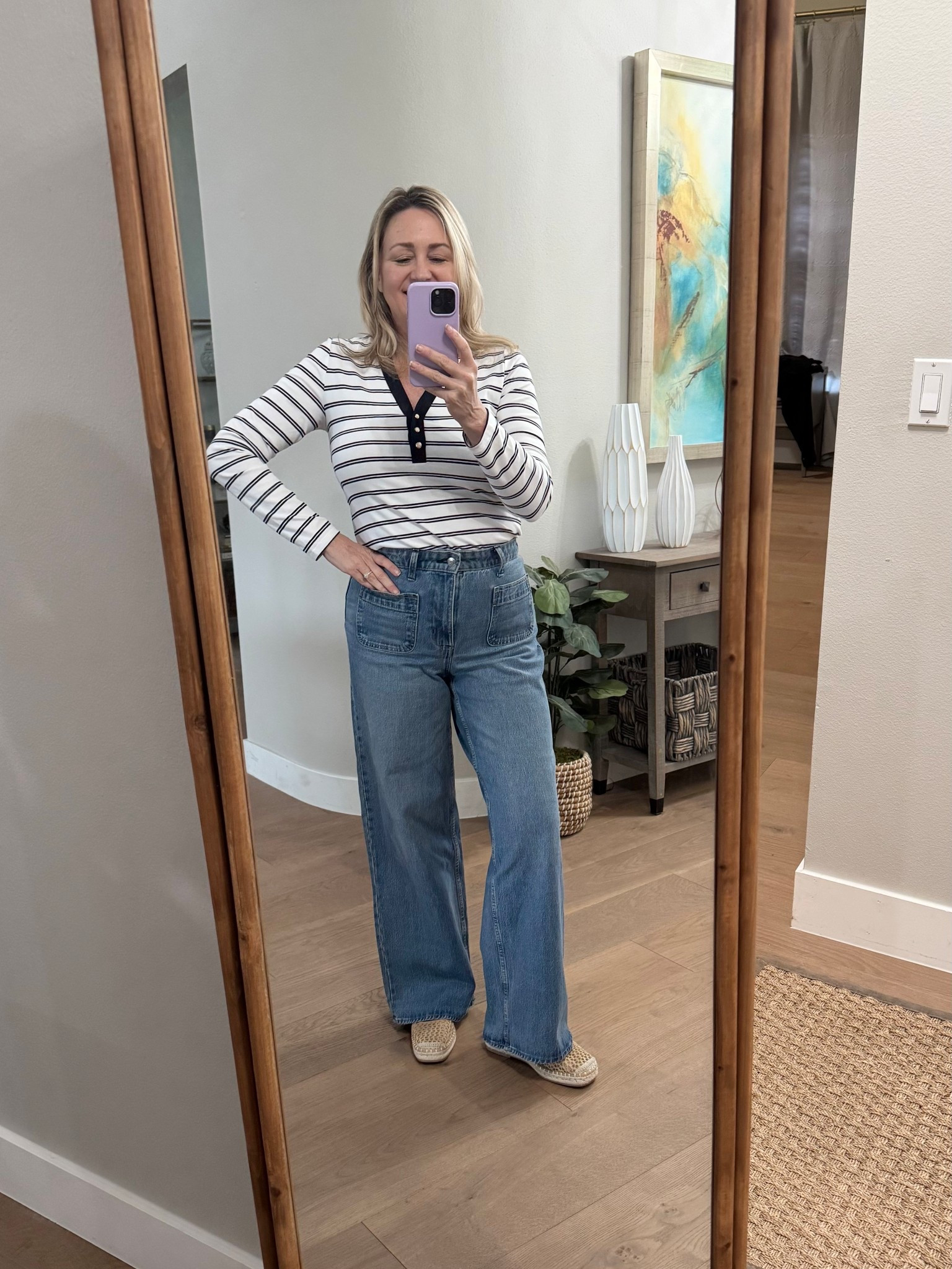 Affordable and casual spring outfit, wide leg jeans, espadrille sandals ￼

#LTKdayinmylife #LTKSeasonal #LTKootd