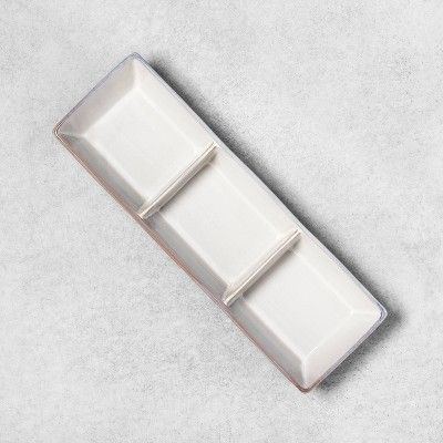 Stoneware Reactive Divided Serving Tray Gray - Hearth & Hand™ with Magnolia | Target