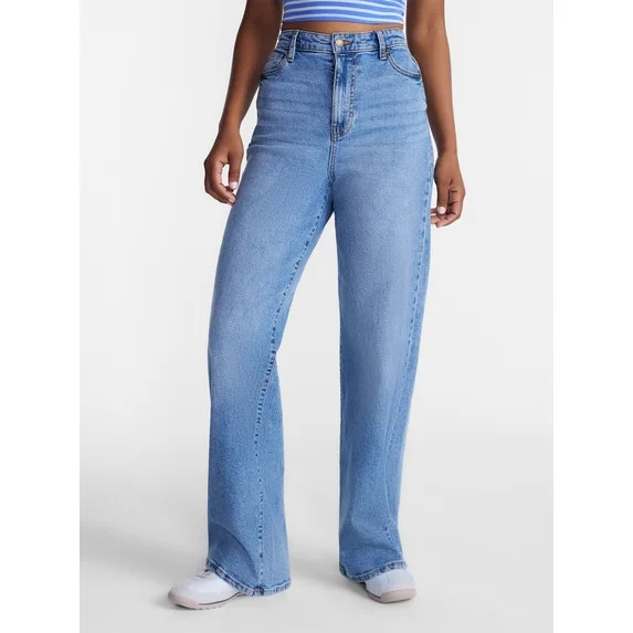 No Boundaries High Rise Baggy Wide Leg Jeans, 30'' Inseam, Women's and Women's Plus, Sizes XXS-4X | Walmart (US)