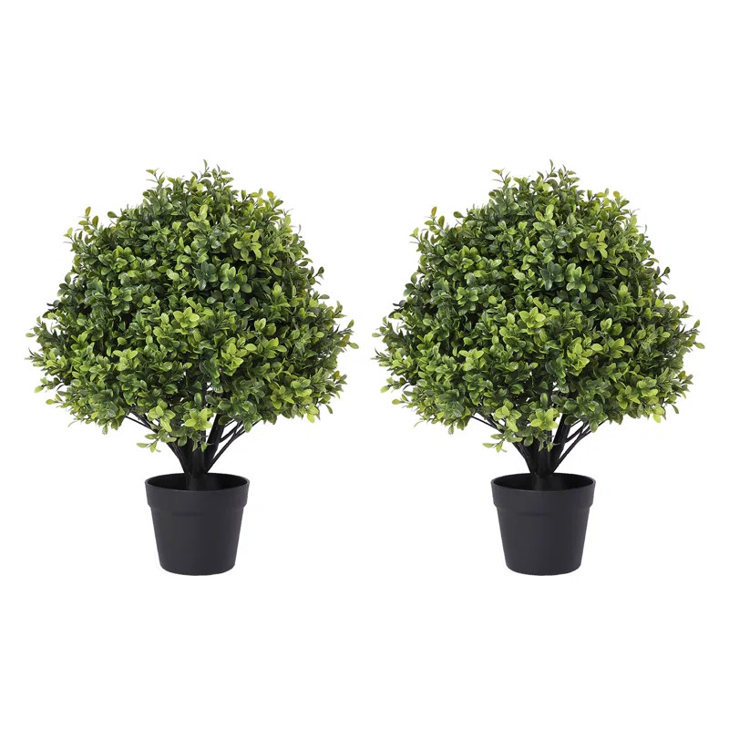 Guttenberg Faux Boxwood Topiary in Pot (Set of 2) | Wayfair North America