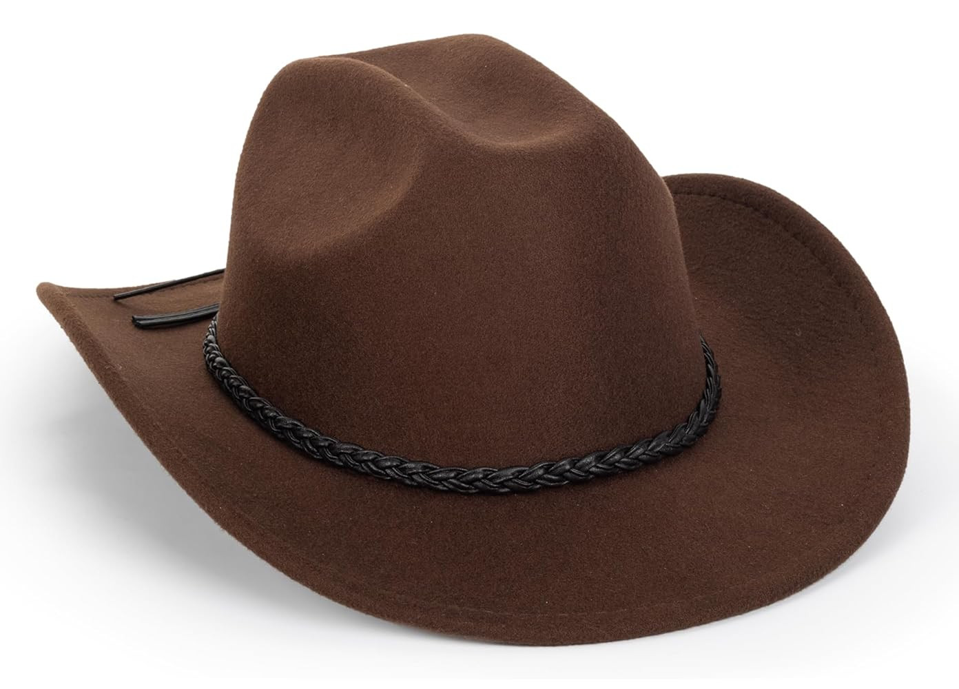 Vintage Western Cowboy Hat for Men Women - Wide Brim Cowgirl Fedora Hats with Braided Rope Band M | Amazon (US)
